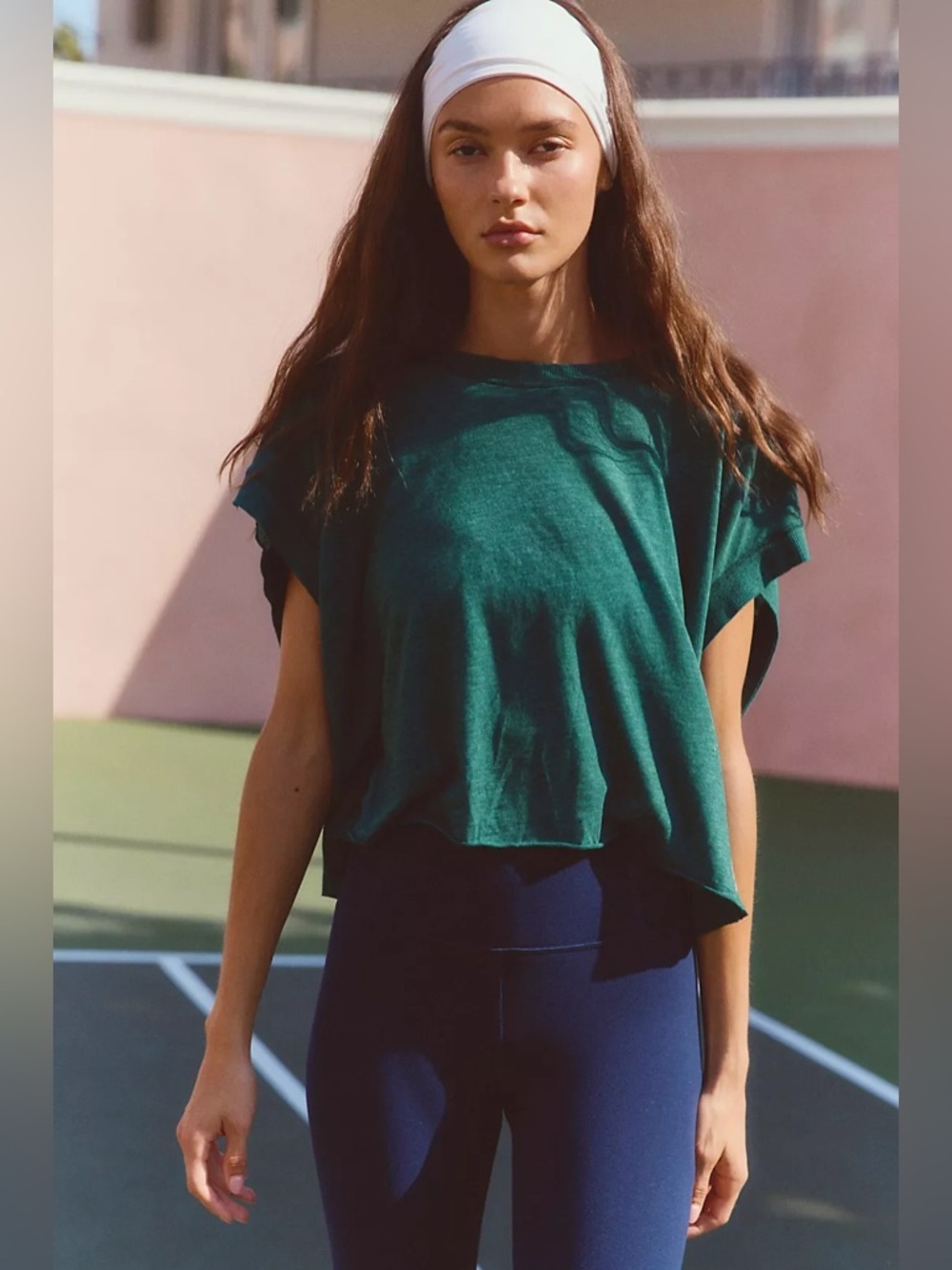 Free people fp beach Boxy slouchy Relaxed Forest Green knit boho chic revolve co